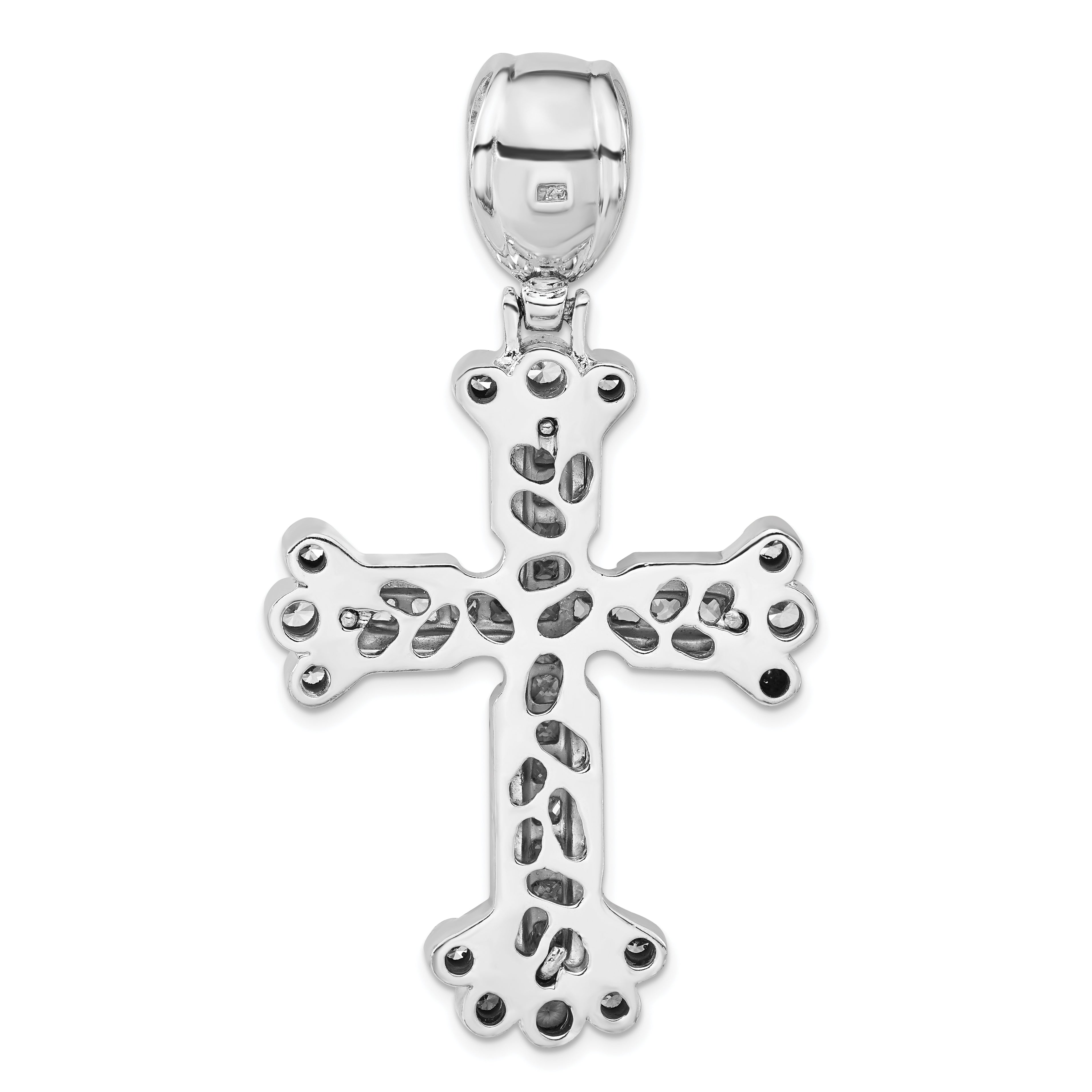 Sterling Silver Polished Cz Cross Pendant