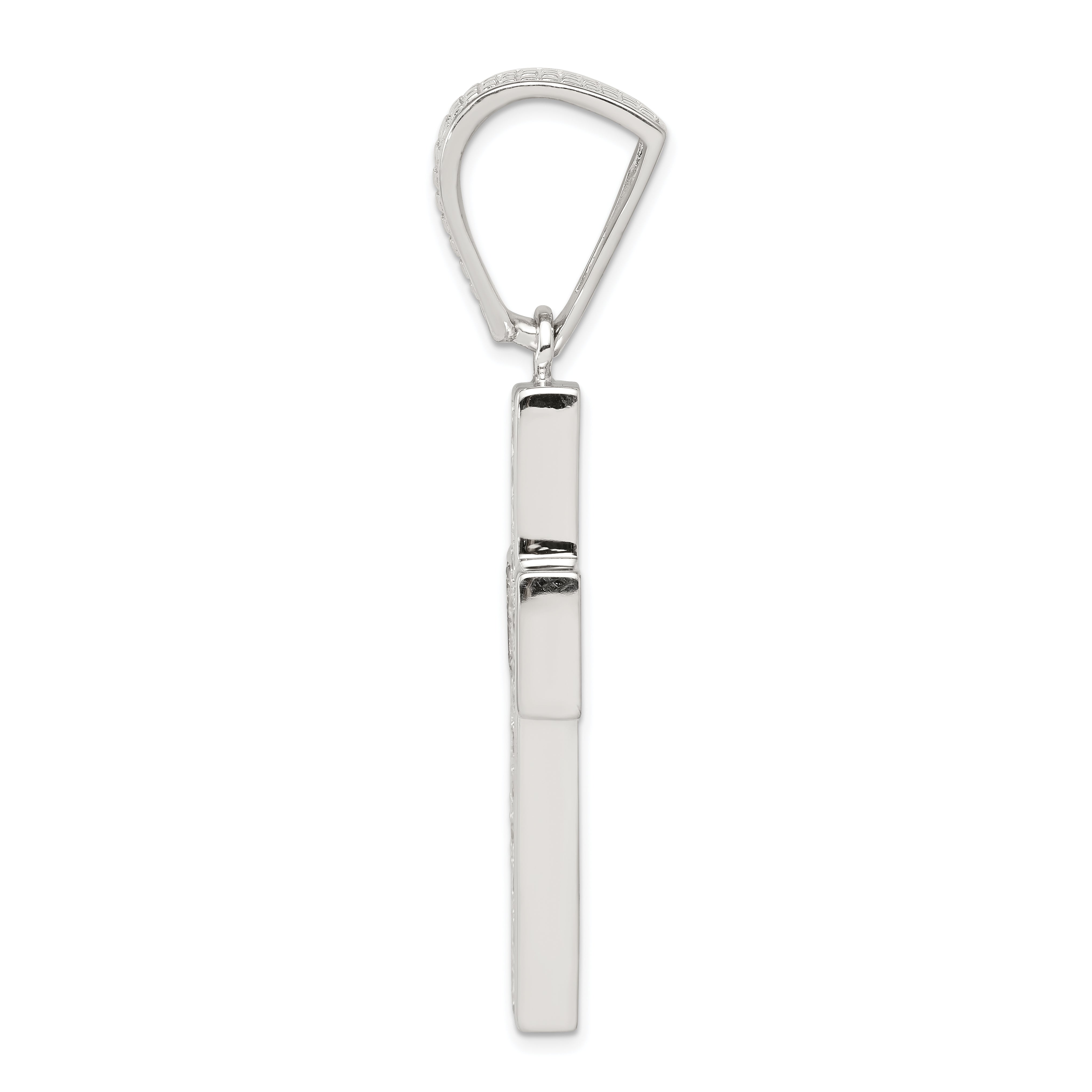 Sterling Silver Rhodium-Plated Cz Cross Pendant