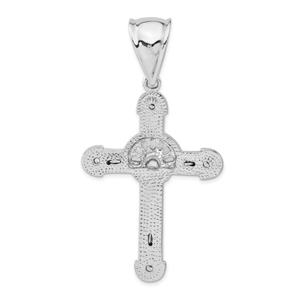 Sterling Silver Polished Cz Crucifix Pendant