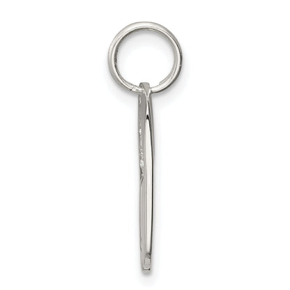 Sterling Silver Rhodium-Plated Dog Tag Cross Charm