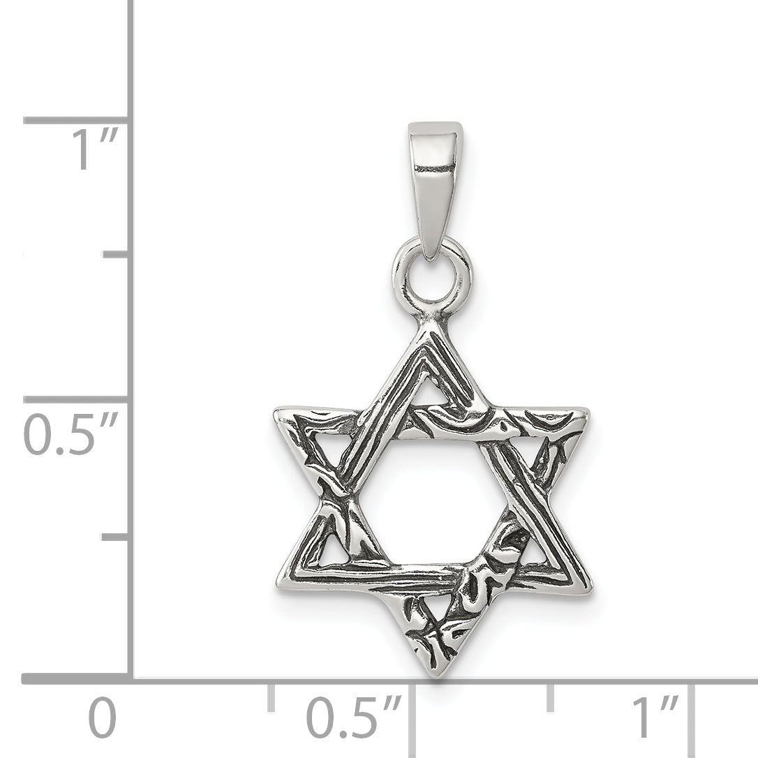 Sterling Silver Antiqued Star Of David Charm