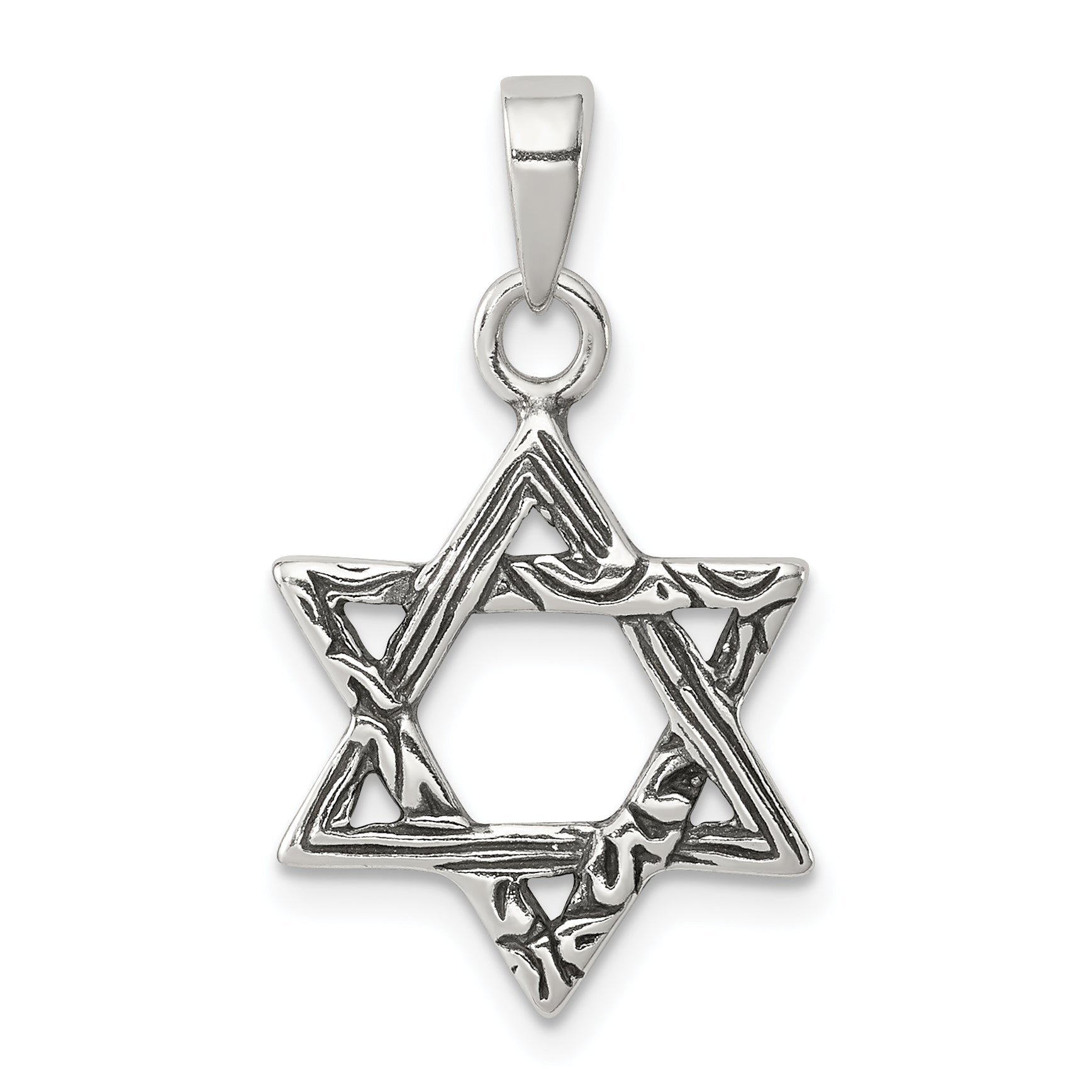 Sterling Silver Antiqued Star Of David Charm