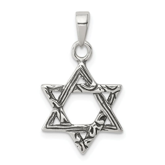 Sterling Silver Antiqued Star Of David Charm