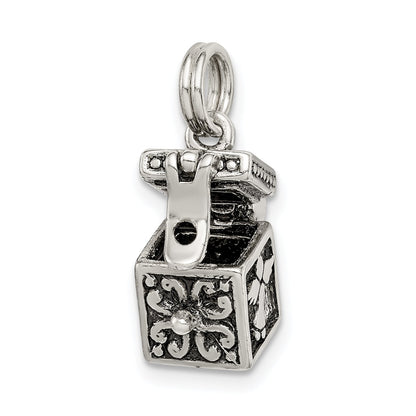 Sterling Silver Antiqued Angel Prayer Box Charm