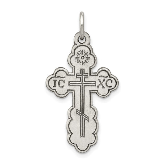 Sterling Silver Antiqued Eastern Orthodox Cross Charm