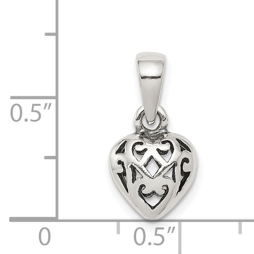 Sterling Silver Antique Puff Heart Charm