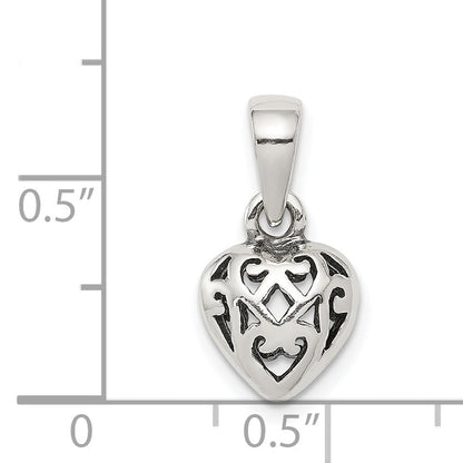 Sterling Silver Antique Puff Heart Charm