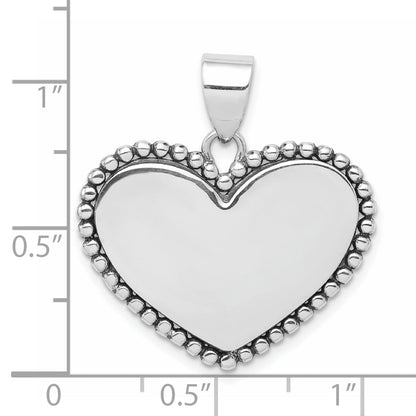 Sterling Silver Rhodium-Plated Heart Pendant