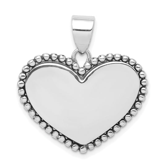 Sterling Silver Rhodium-Plated Heart Pendant