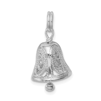Sterling Silver Rhodium-Plated Bell Charm