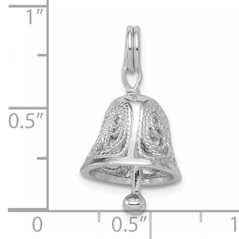 Sterling Silver Rhodium-Plated Bell Charm