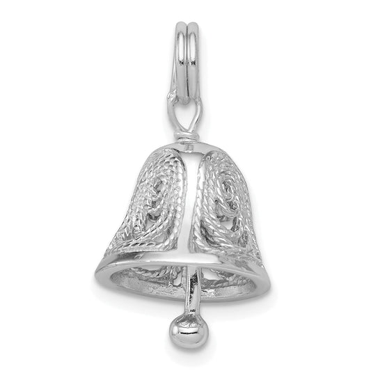 Sterling Silver Rhodium-Plated Bell Charm