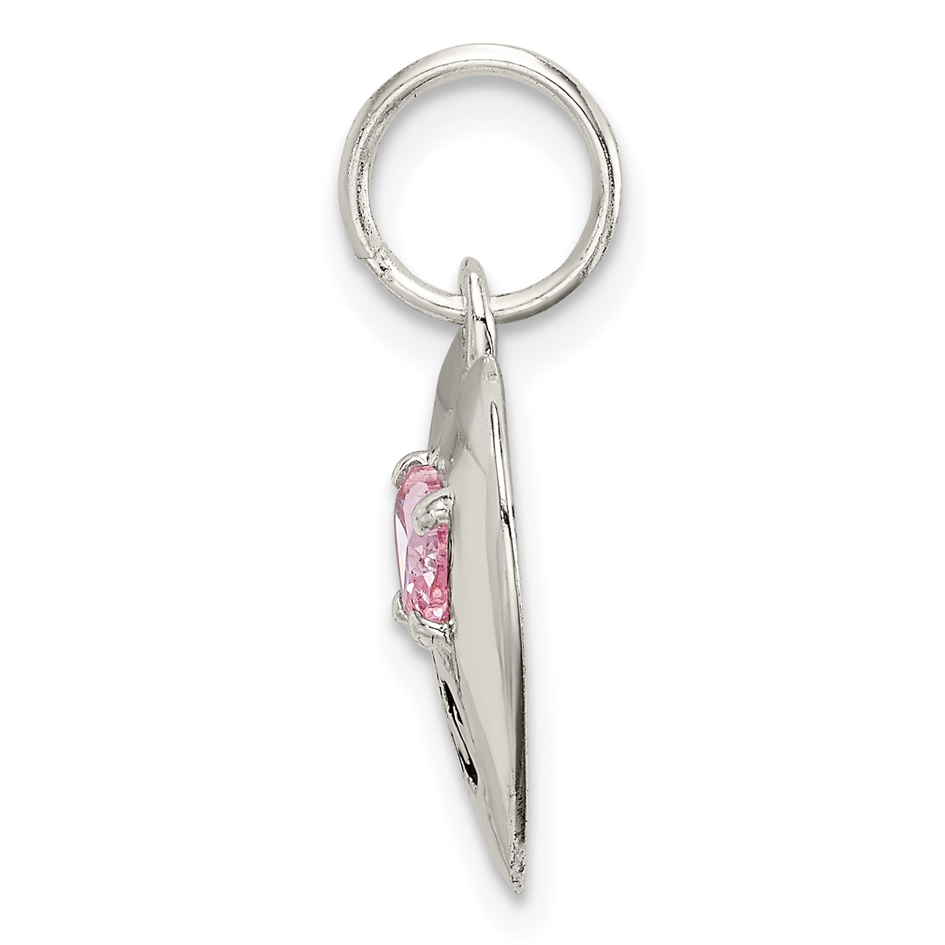 Sterling Silver Rhodium-Plated Big Sis Cz Heart Charm