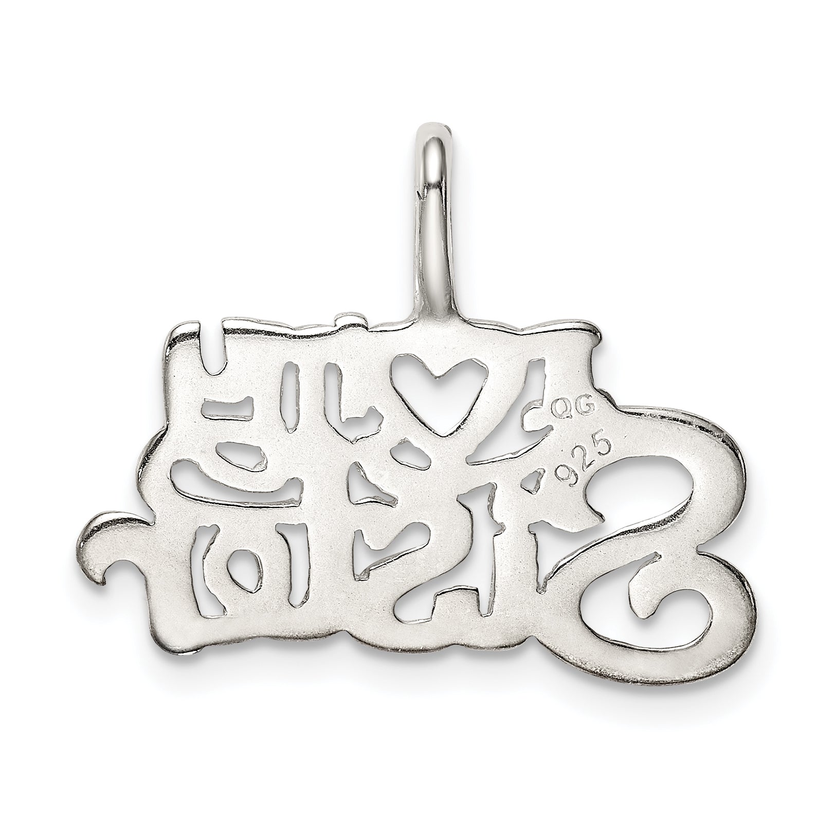 Sterling Silver I (Heart) My Sister Pendant