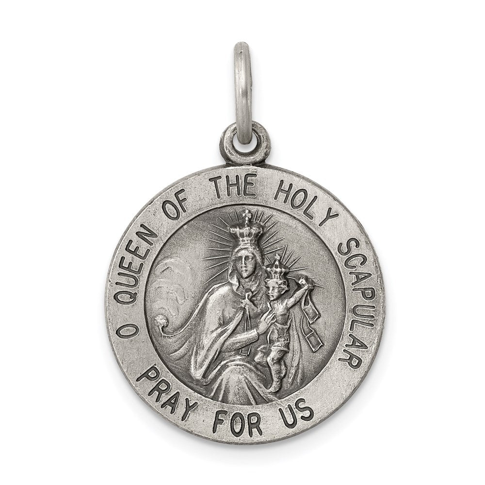 Sterling Silver Antiqued Queen Of The Holy Scapular Medal