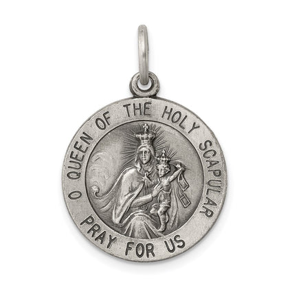 Sterling Silver Antiqued Queen Of The Holy Scapular Medal