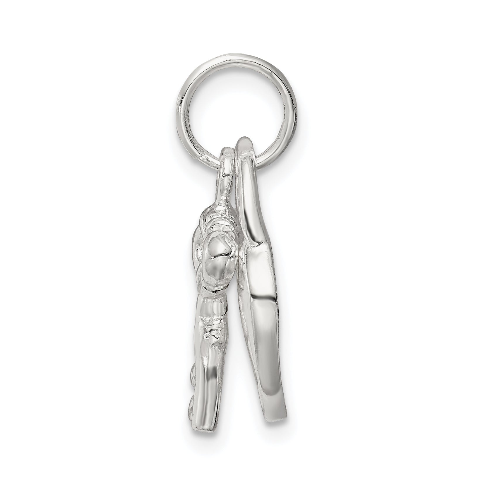 Sterling Silver Rhodium-Plated Heart & Key Charm
