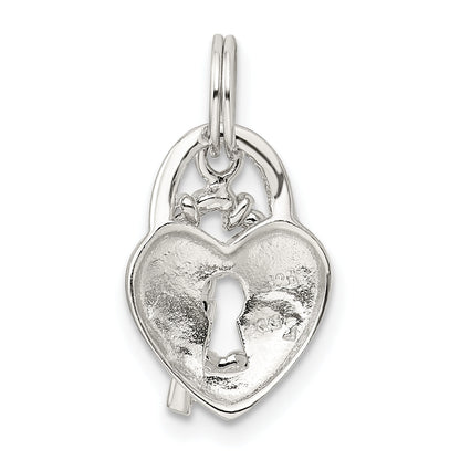 Sterling Silver Rhodium-Plated Heart & Key Charm