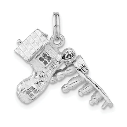 Sterling Silver 3-D Polished Moveable Nursury Rhyme Shoe Charm