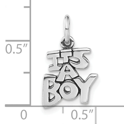 Sterling Silver Polished & Antiqued It'S A Boy Charm