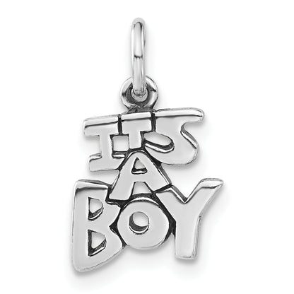 Sterling Silver Polished & Antiqued It'S A Boy Charm
