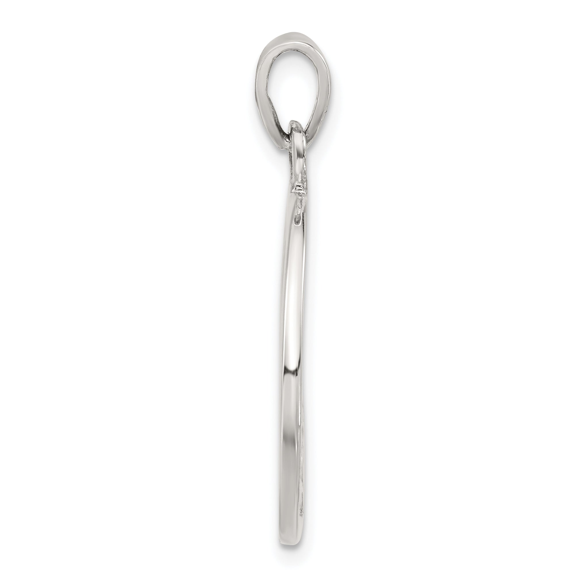 Sterling Silver Polished Floral Circle Pendant