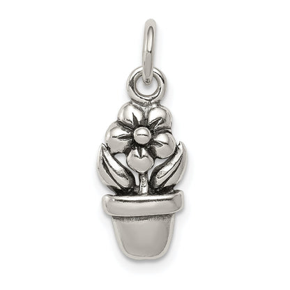 Sterling Silver Antique Flower In A Pot Charm