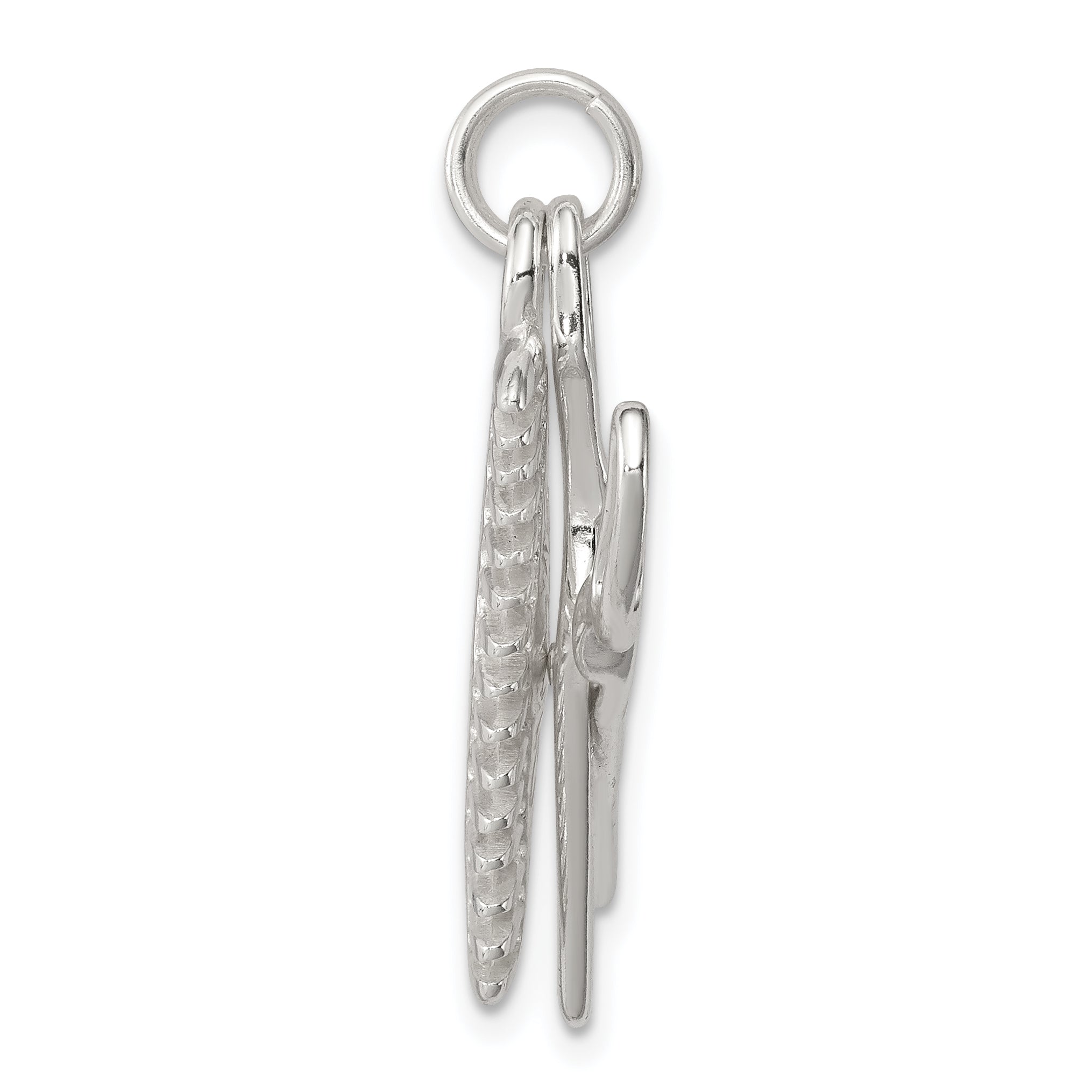 Sterling Silver Rhodium-Plated Comb & Scissor Charm