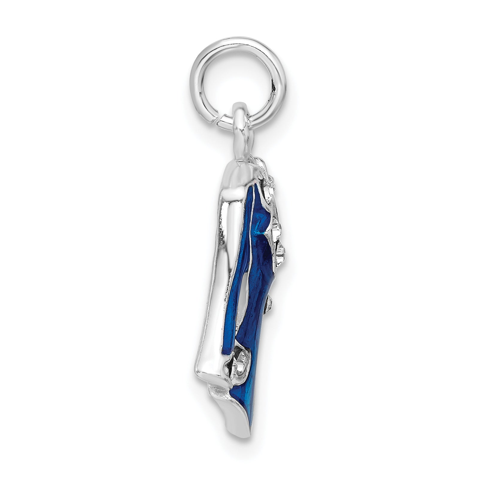 Sterling Silver Blue Enameled And Crystal Jacket Charm