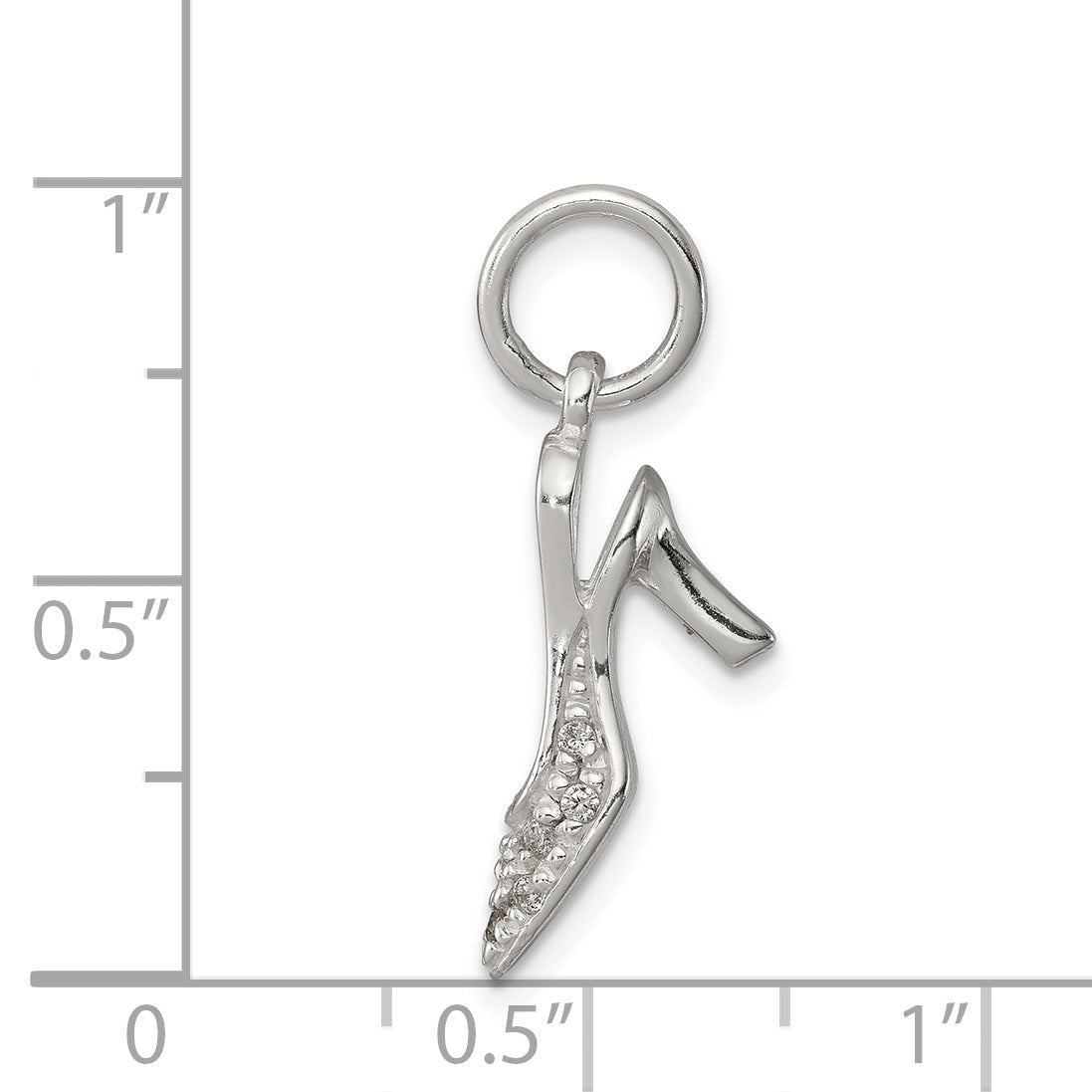 Sterling Silver Cz High Heel Charm