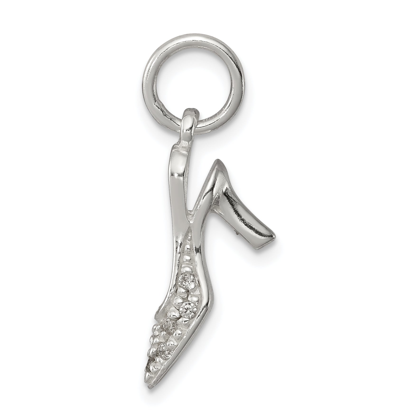 Sterling Silver Cz High Heel Charm