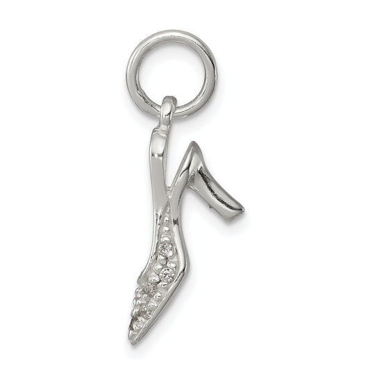 Sterling Silver Cz High Heel Charm