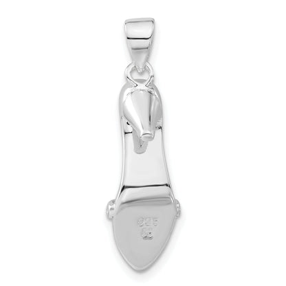Sterling Silver 3-D Polished Pink Cat'S Eye High Heel Pendant