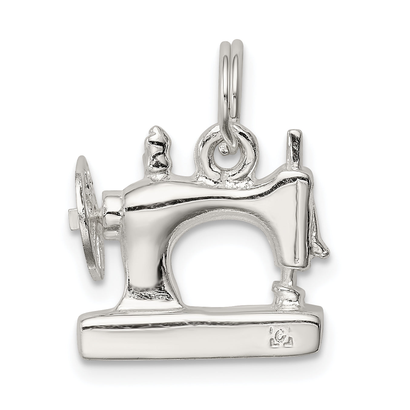 Sterling Silver Rhodium-Plated Sewing Machine Charm