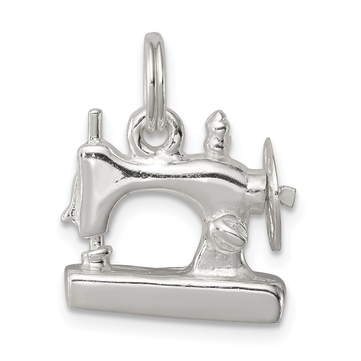 Sterling Silver Rhodium-Plated Sewing Machine Charm