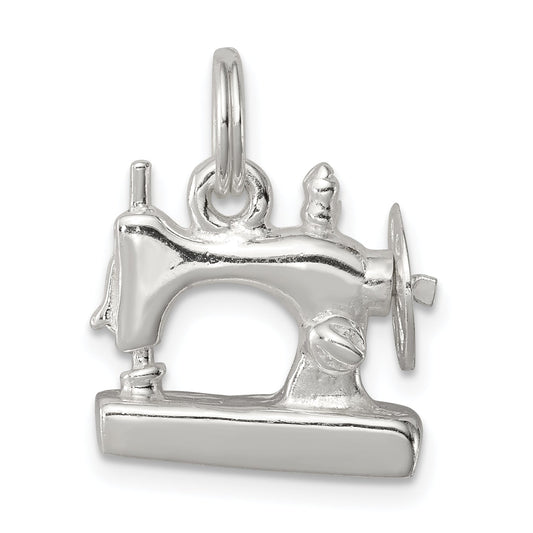 Sterling Silver Rhodium-Plated Sewing Machine Charm