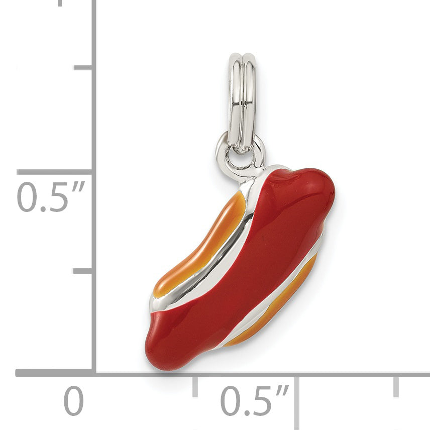 Sterling Silver Enameled Hotdog Charm