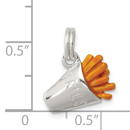 Sterling Silver Rhodium-Plated Enameled French Fry Charm