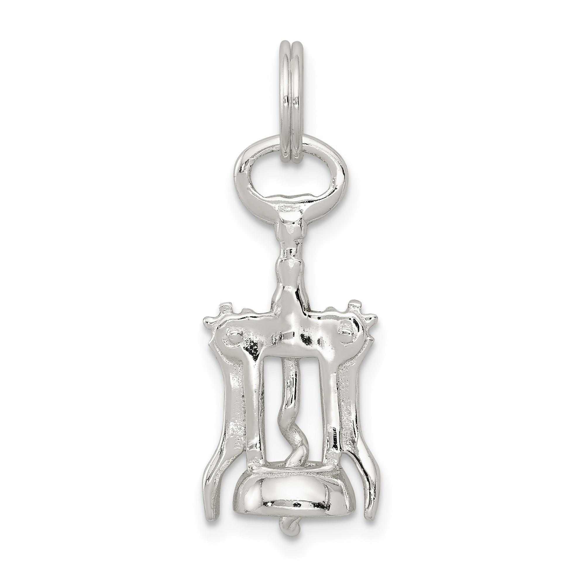 Sterling Silver Rhodium-Plated Wine Bottle Opener Charm