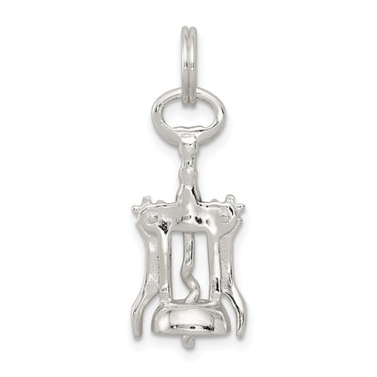 Sterling Silver Rhodium-Plated Wine Bottle Opener Charm