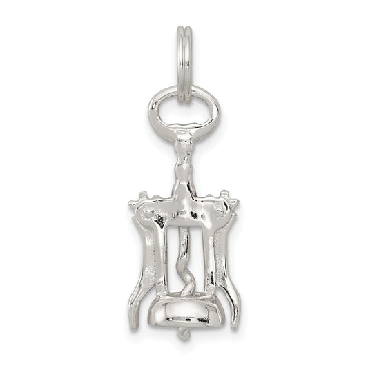 Sterling Silver Rhodium-Plated Wine Bottle Opener Charm