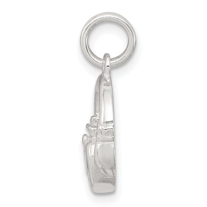 Sterling Silver Rhodium-Plated Claddagh With Green Cz Charm