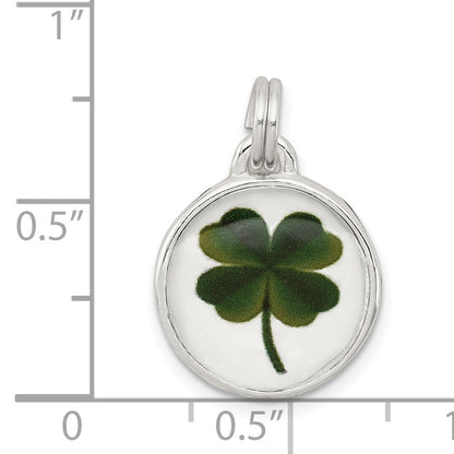 Sterling Silver Rhodium-Plated Four Leaf Clover Charm