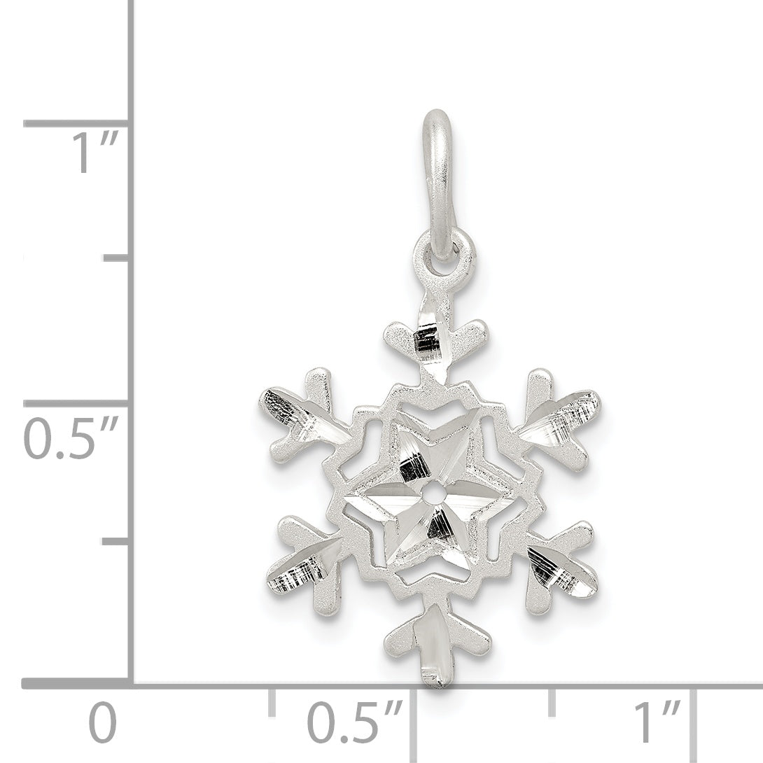 Sterling Silver Diamond Cut Snowflake Charm