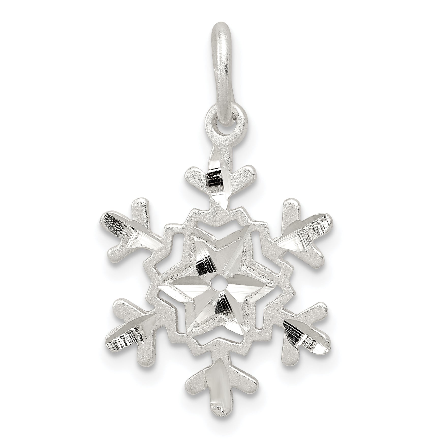 Sterling Silver Diamond Cut Snowflake Charm