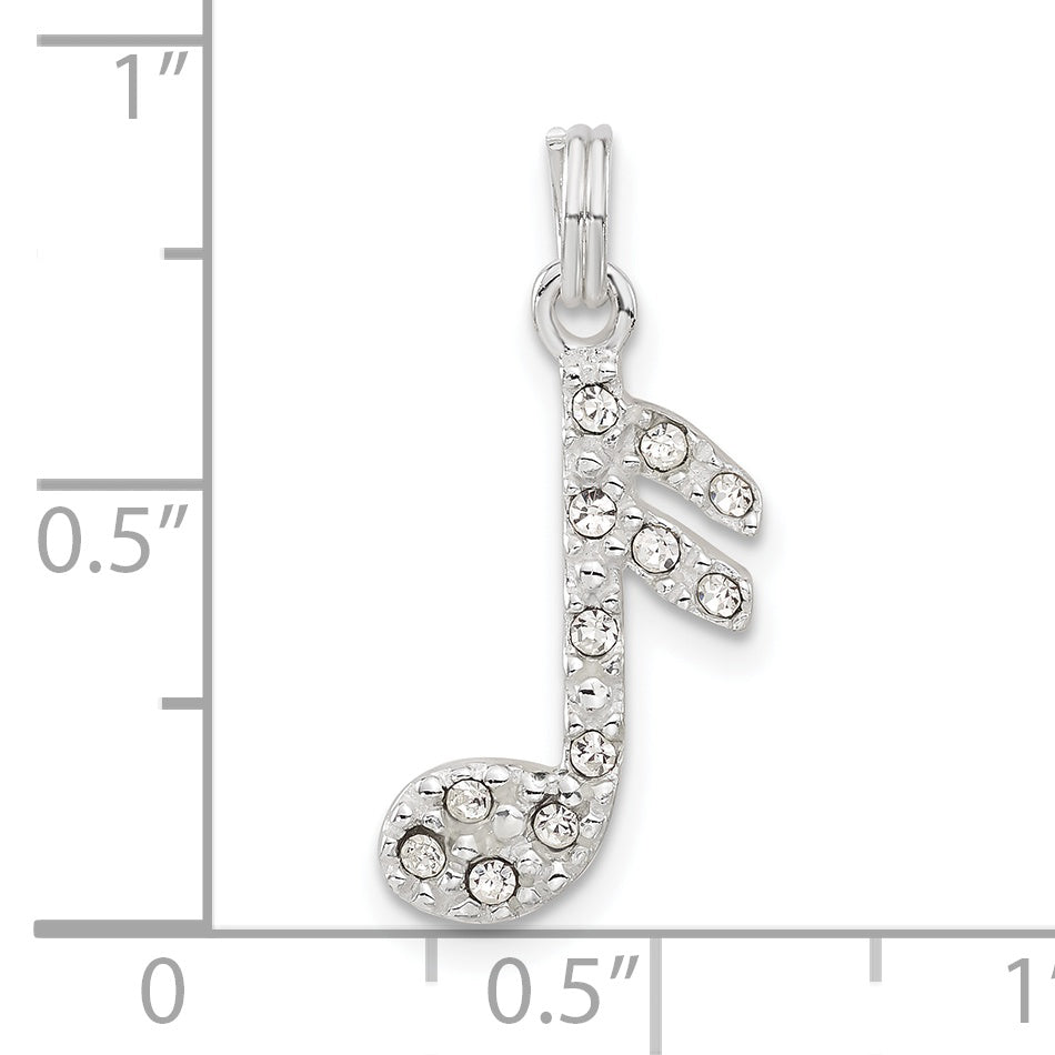 Sterling Silver Cz Music Note Charm