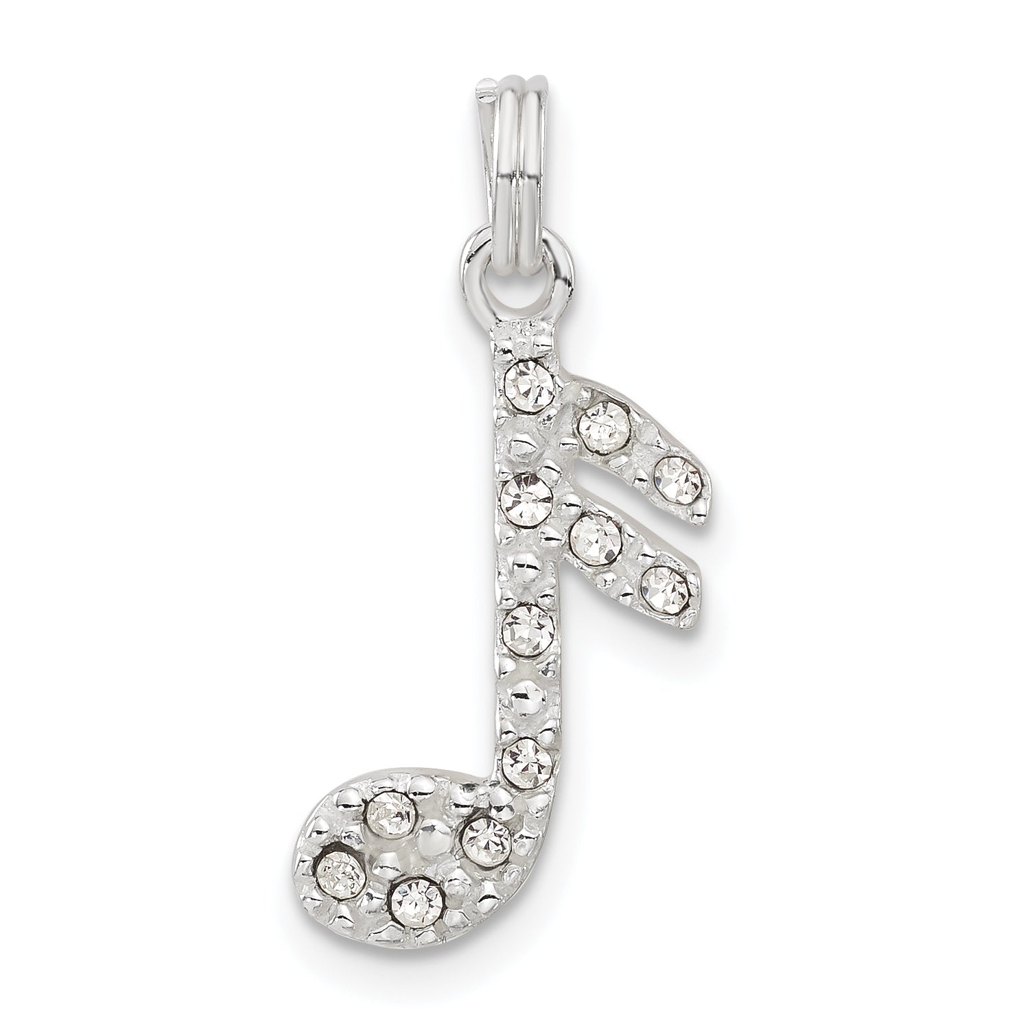 Sterling Silver Cz Music Note Charm