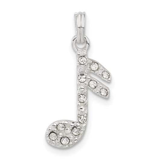 Sterling Silver Cz Music Note Charm