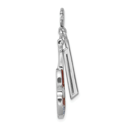Sterling Silver Rhodium-Plated Enameled & Preciosa Crystal Violin Charm