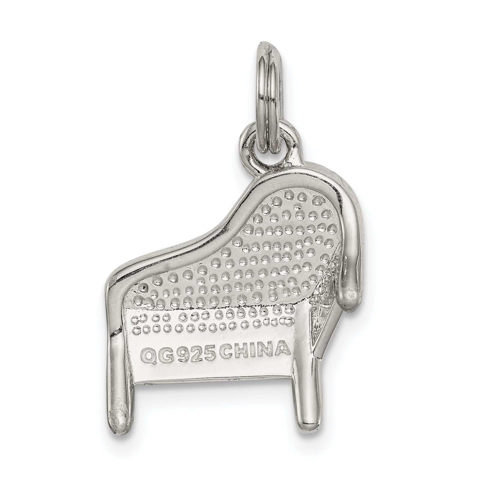 Sterling Silver Rhodium-Plated Enameled Piano Charm